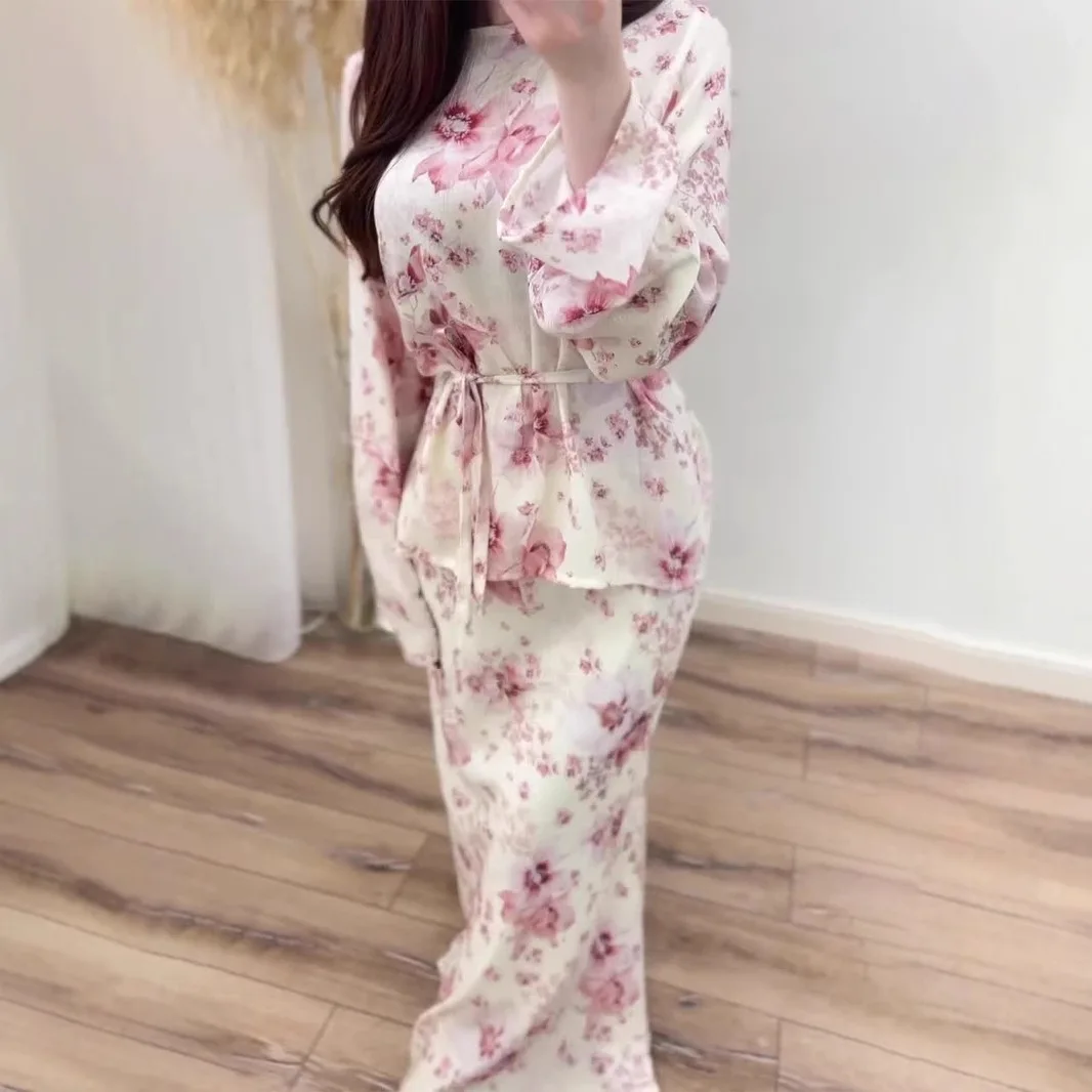 Langes Kleid Damenkleider Vestidos Y2k Streetwear Langarm Elegant Bedruckt Blumenmuster Lässig Sexy Party Nacht Arbeit 2026 Sommer