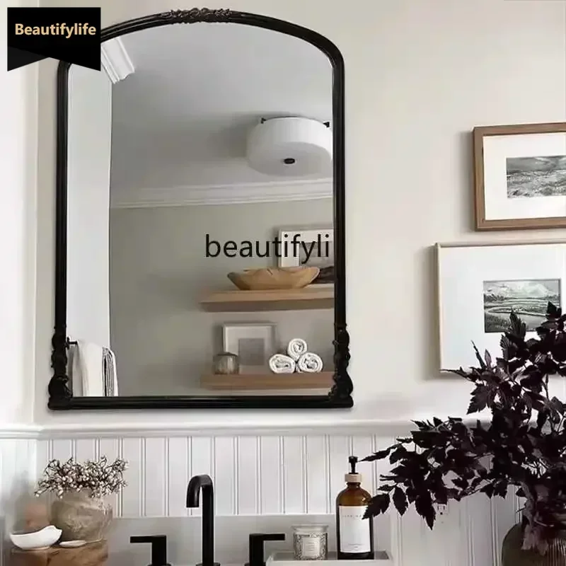 Hot sales French retro carved living room decoration bedroom leaning dressing mirror bathroom smart wall hanging makeup mir