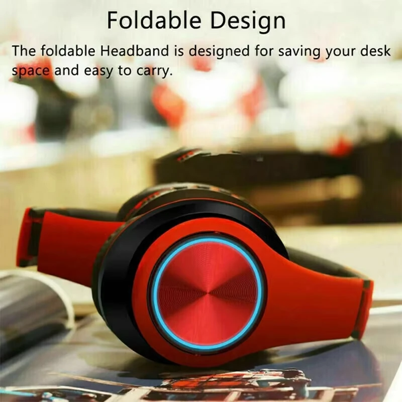 Bluetooth Headphones RGB Lighting Noise Cancellation Foldable Headsets Over Ear Stereo HIFI Sports Headset TF Music Player B39 image 6