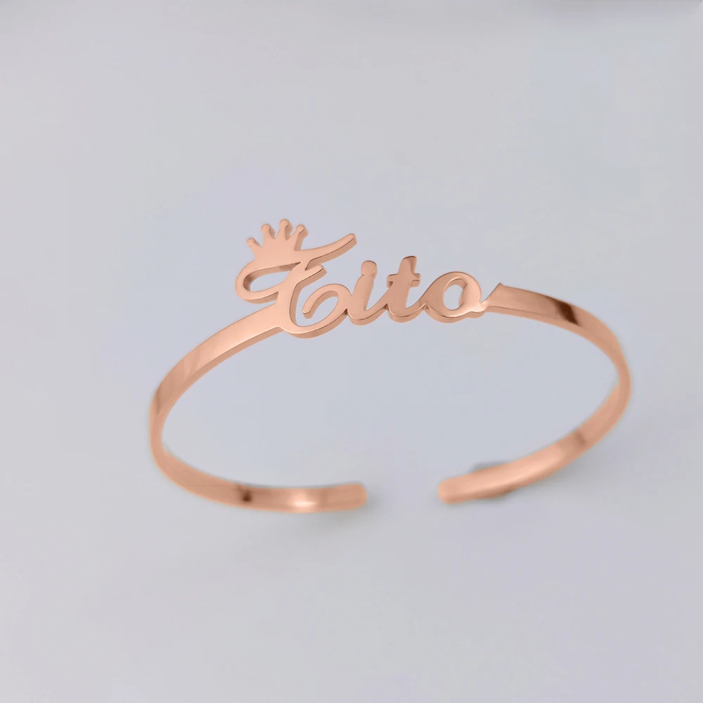 Pulsera con nombre personalizado para mujer, brazalete con letras de acero inoxidable, joyería personalizada, regalo de cumpleaños