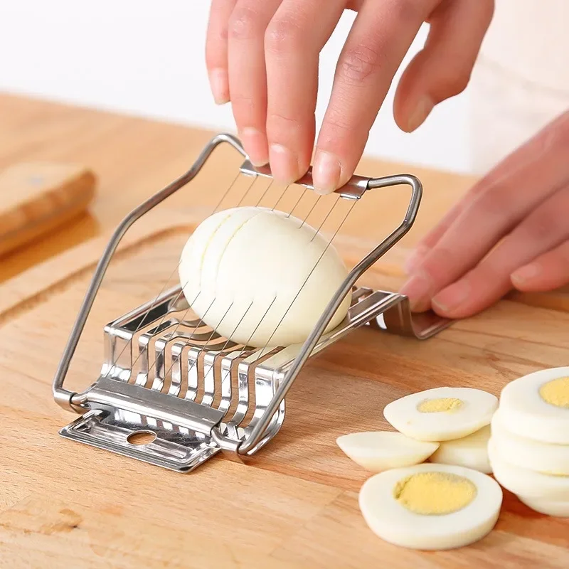 Multipurpose Stainless Steel Egg Slicer for Hard Boiled Eggs Wire Egg Slicer Aluminum Egg Cutter Heavy Duty Slicer