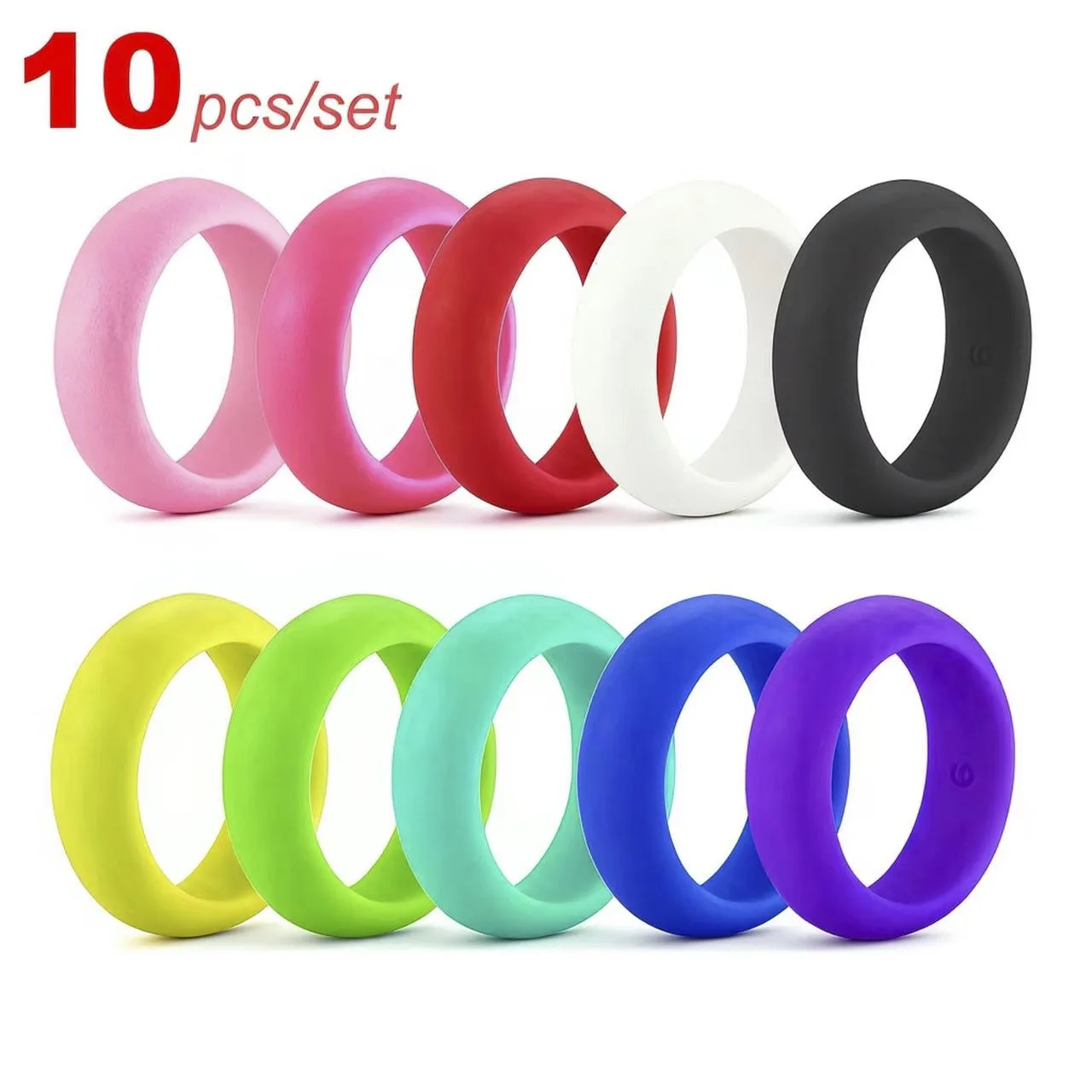 10 teile/satz Sport Silikon Ring Liebhaber Unisex Paare Hochzeit Gummibänder Hypoallergen Flexible Finger Ringe 8mm 10 Teile/satz – Detail 1