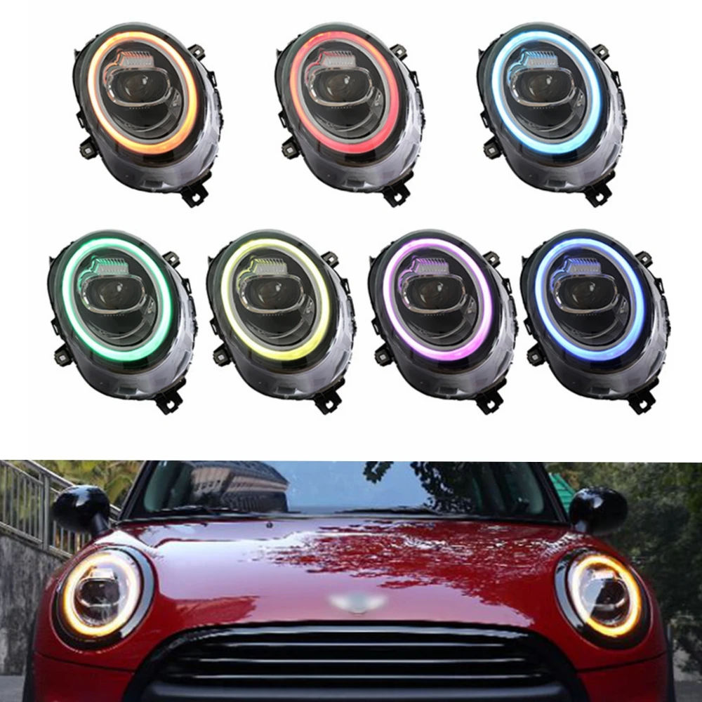 

ROLFES For BMW Mini Cooper F54 F55 F56 LED Headlights Assembly With Halo Angel Eyes DRL Front Light Bi-LED Lens Headlamp 14-21