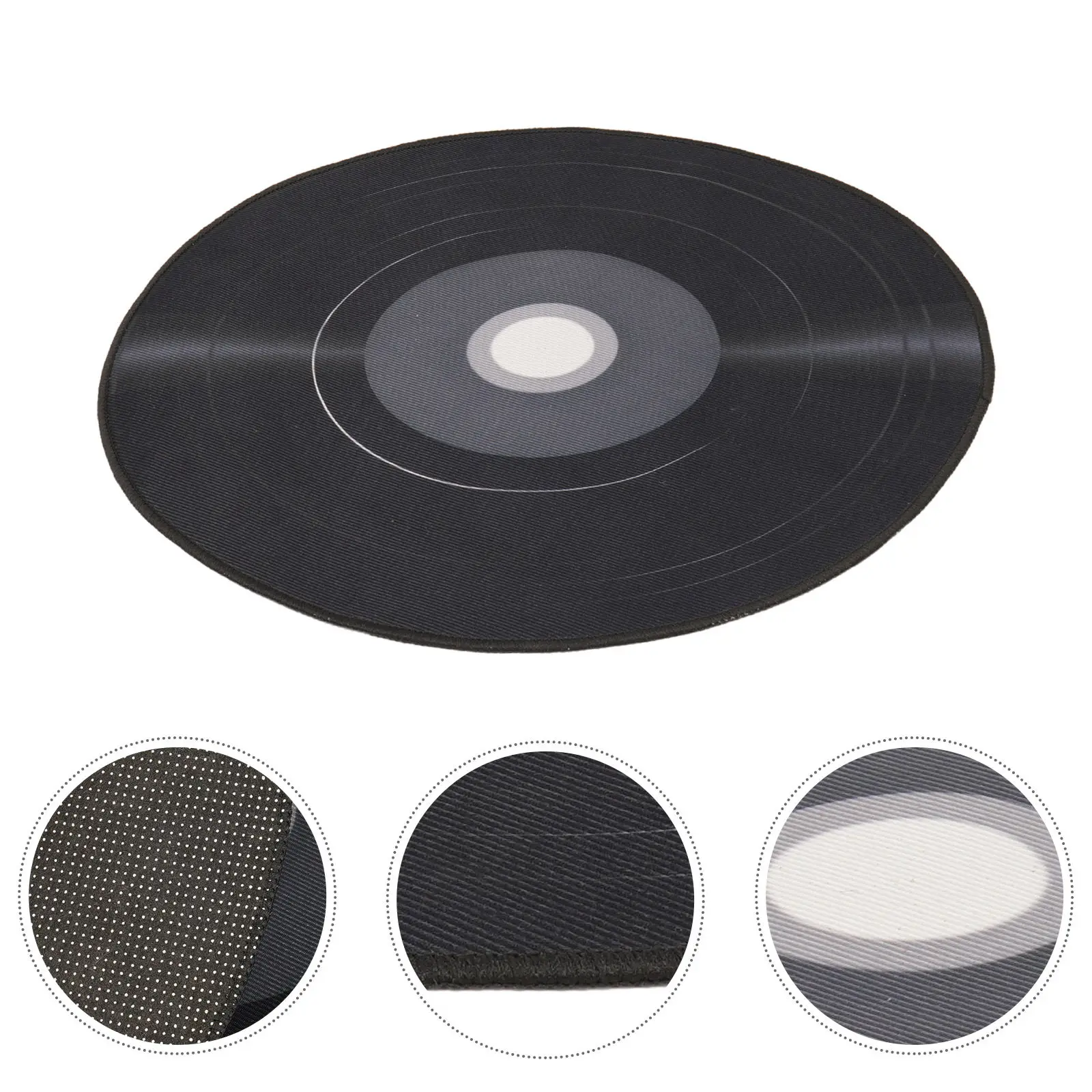Black Vinyl Record Rug Retro Round Music Lover Carpet Non-Slip Washable Vintage Home Decor Rug for Living Room Bedroom Study