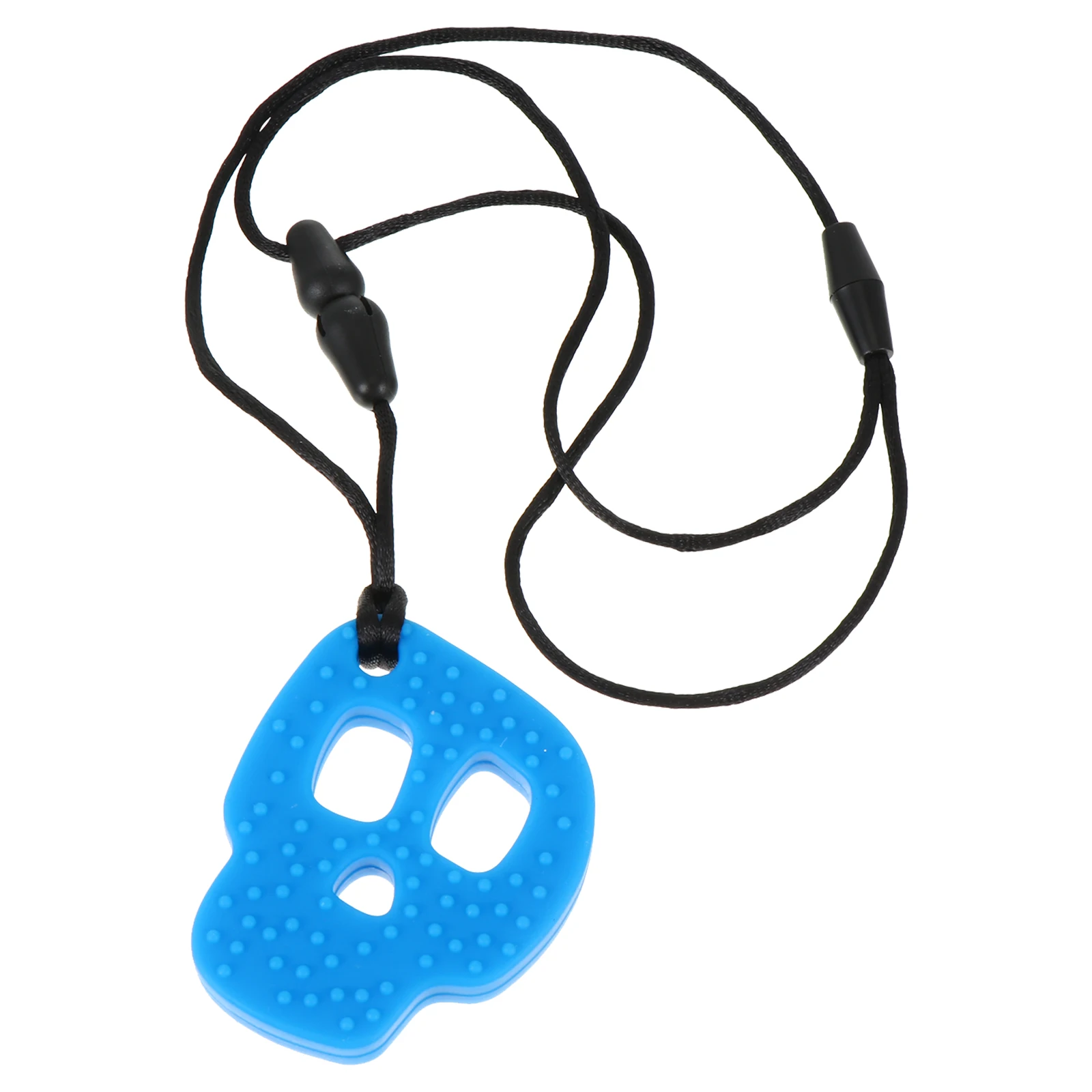 

Blue Skull Silicone Chew Necklace for Kids Biting Teether Sensory Toy Safe Durable Non-fading Anti-anxiety Therapeutic Stops