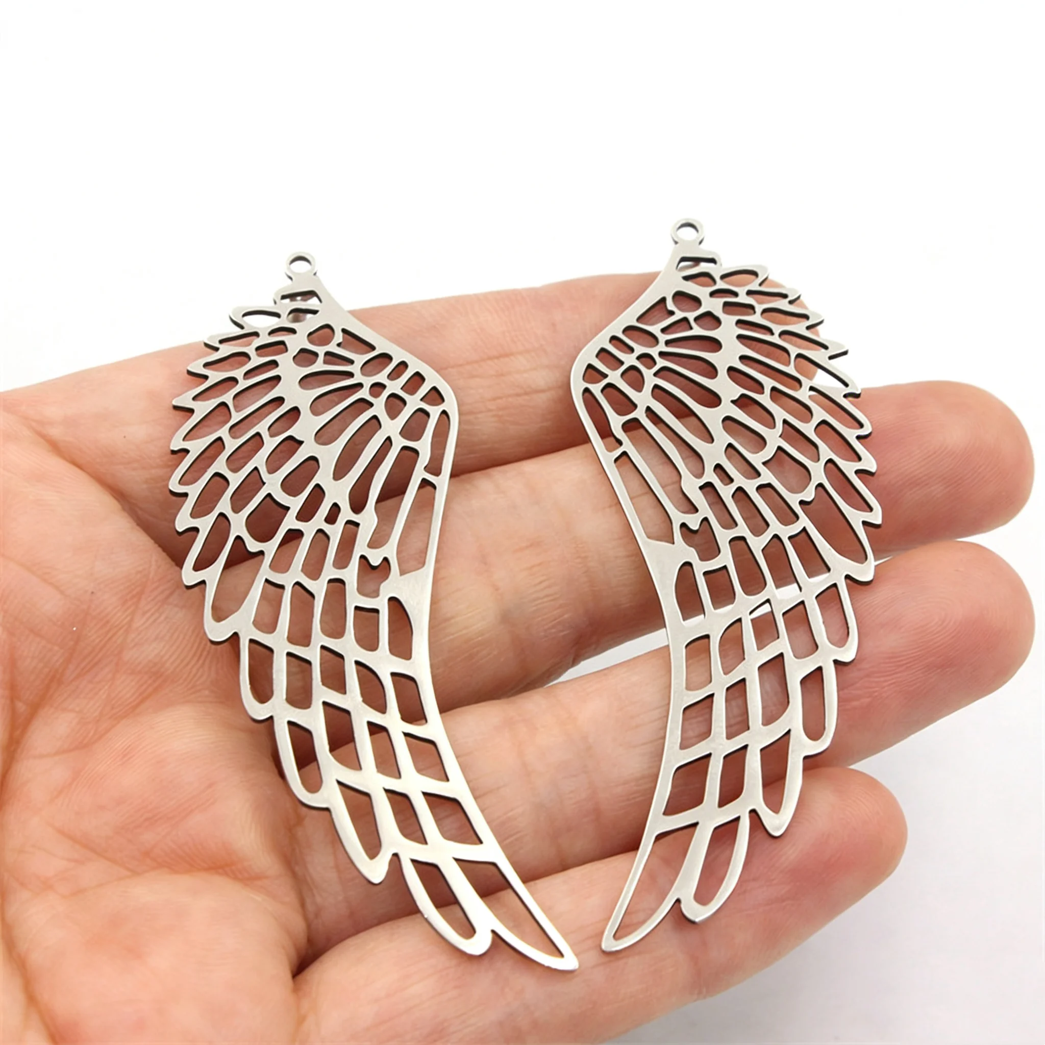 5pcs/pack Stainless Steel Wing Pendant Handmade Crafts Wing Charms for Necklaces and DIY Jewelry Making Supplies