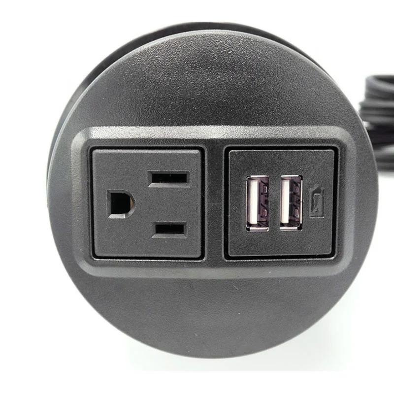 110-250VAC American desk furniture socket output American furniture 5V 2.1A USB embedded round desk cabinet furniture socket