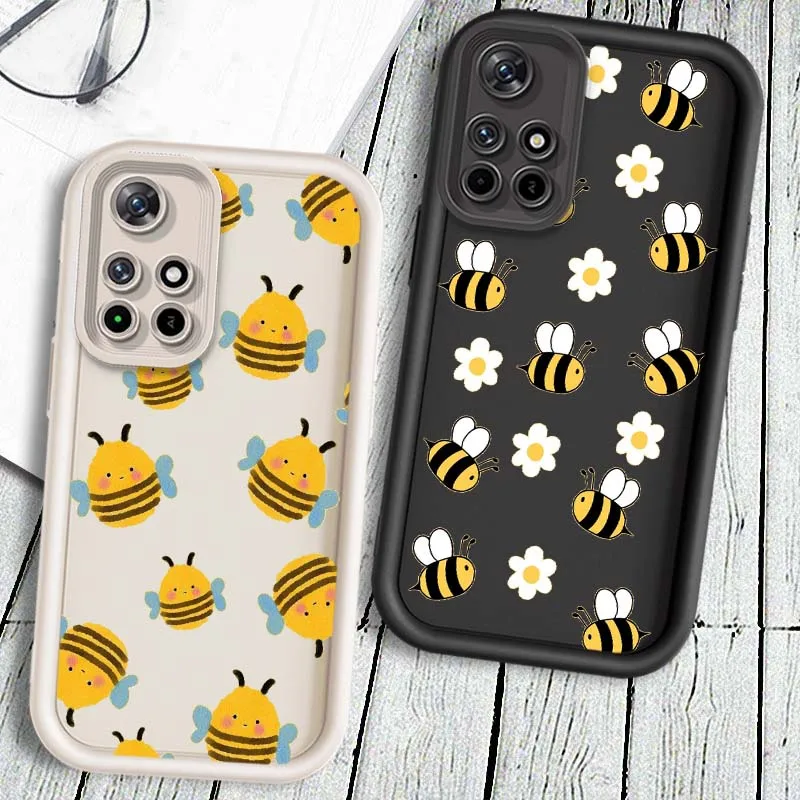 Cute Little Bee Drawing Design For Xiaomi Poco M7 M6 M5 M4 M3 X7 F6 F5 F4 Pro Plus  GT 5G Eye Ladder Phone Case Cover