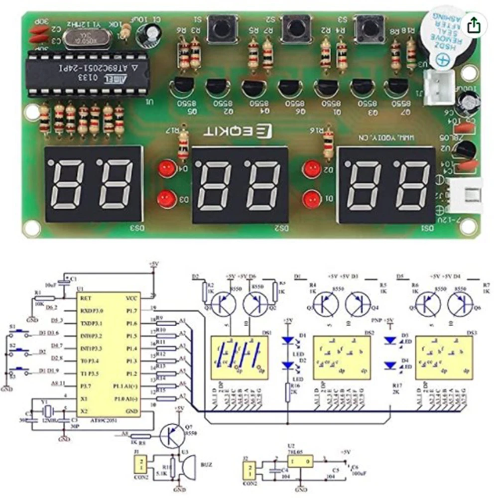 6-Bit DIY Electronic Kits Digital Clock Soldering Practice for School Science Project Student STEM Project for Learning Teaching