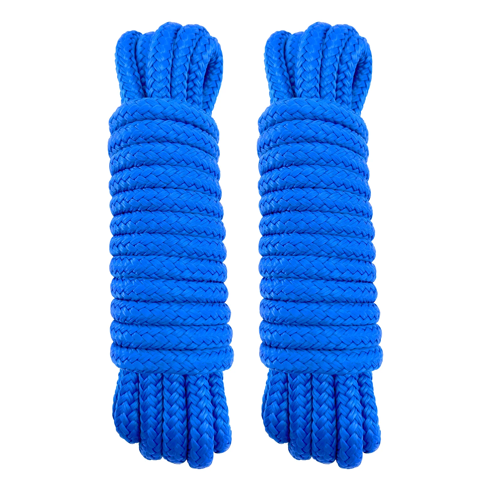 2PCS 15Ft*3/8Inch Blue Double Braided Dock Deck Mooring Bollard Nylon Lines Anchor Rope Marine Hardware Rigging Accessories