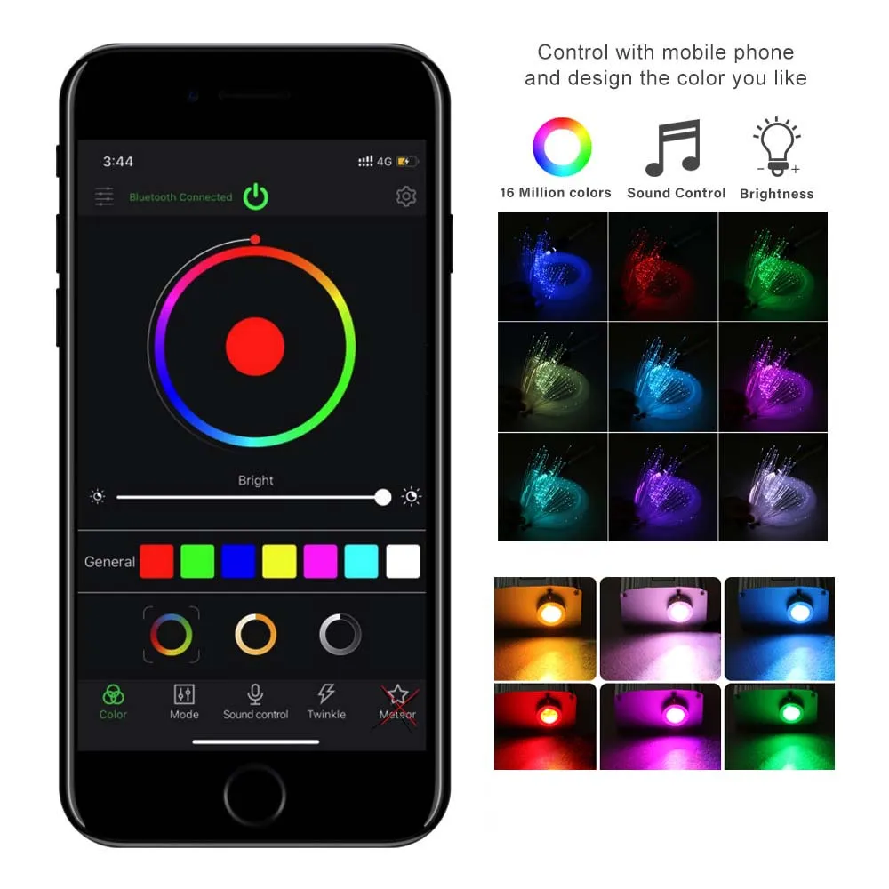 CREE CHIP 10W Car Starry Sky Light Twinkle RGBW LED Fiber Optic Engine Bluetooth APP For All Fiber Optic Cable Ceiling Lighting