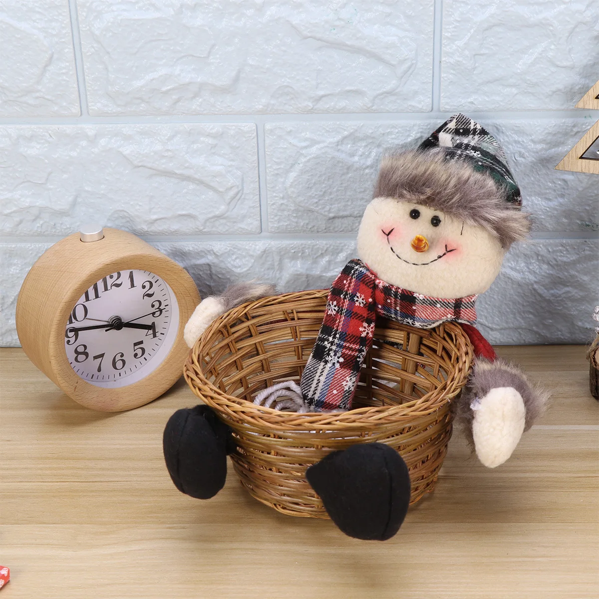 

Candy Storage Basket Christmas Holder Xmas Gift Basket Party Decoration Snowman Ornament Holiday Gift Container For Kids