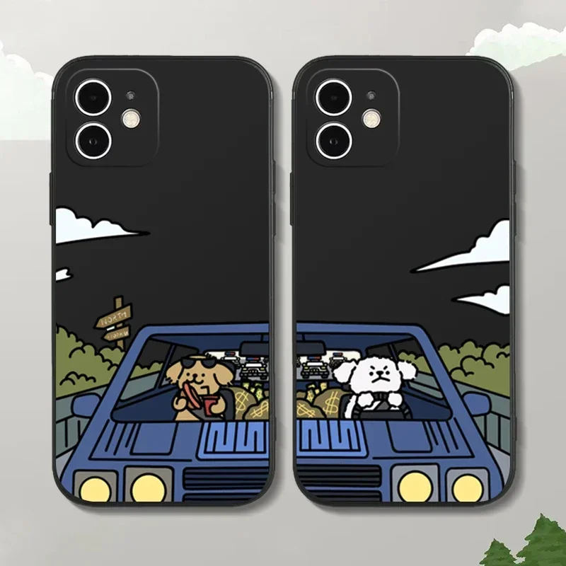 Funny Cartoon Dog Phone Case for Iphone 13 12 11 15 16 Pro Max XS Max X Cover for Iphone 7 8 14 Plus Silicone Soft Couple Fundas