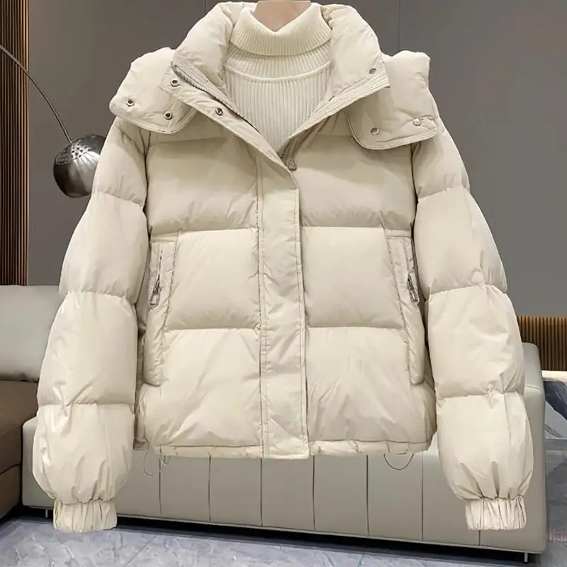 Jaet de algodón Thiened de invierno para mujer, abrigo holgado coreano Sle ort Puffer pan, talla grande, con capucha, cierre de cremallera, largo, Sve