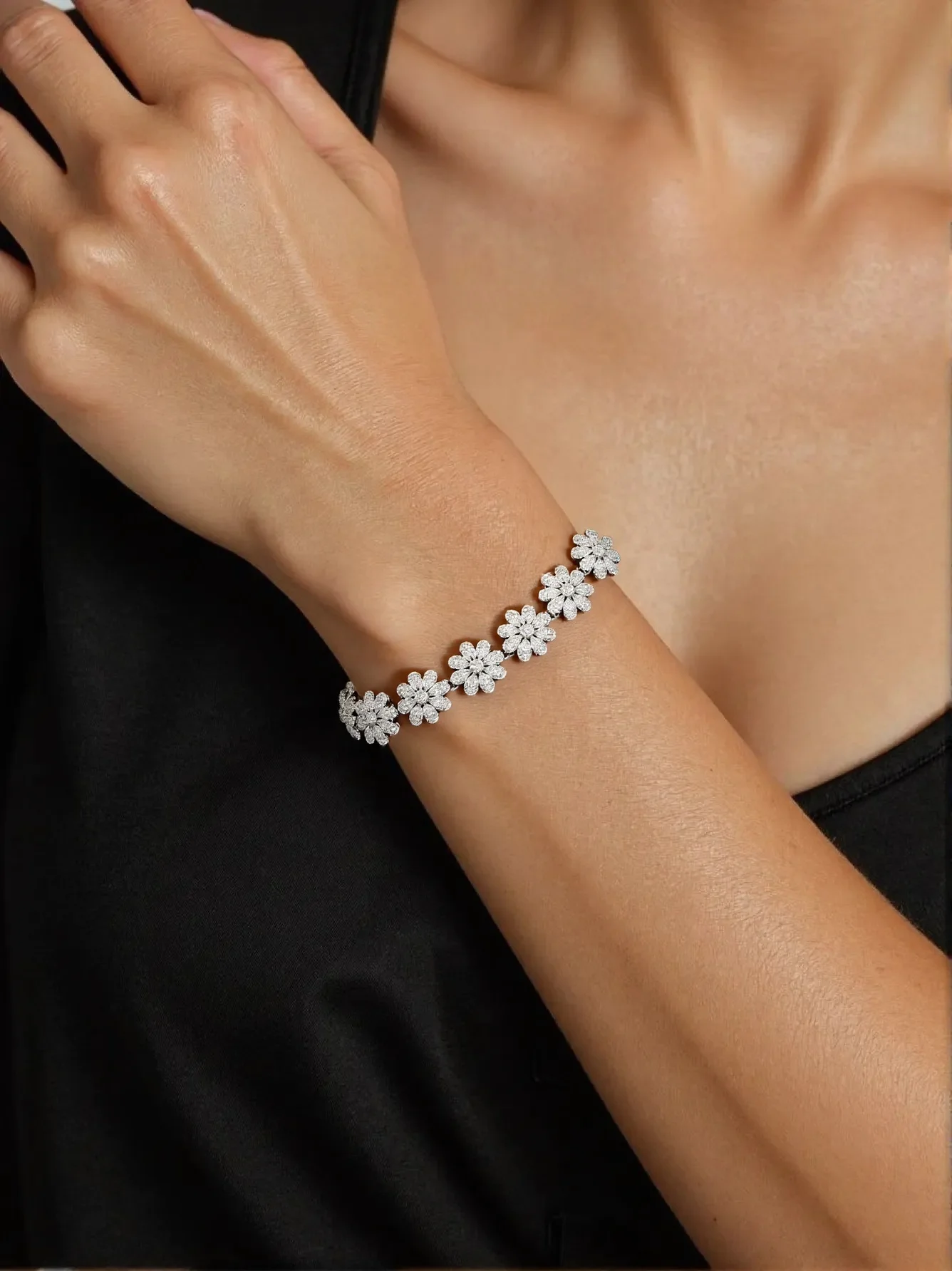 

HIBRIDE Luxury Romantic Flower Jewellery Ladies Bracelet Hundred Fashion Dress Accessories Set Evening Gift Party Prom B87