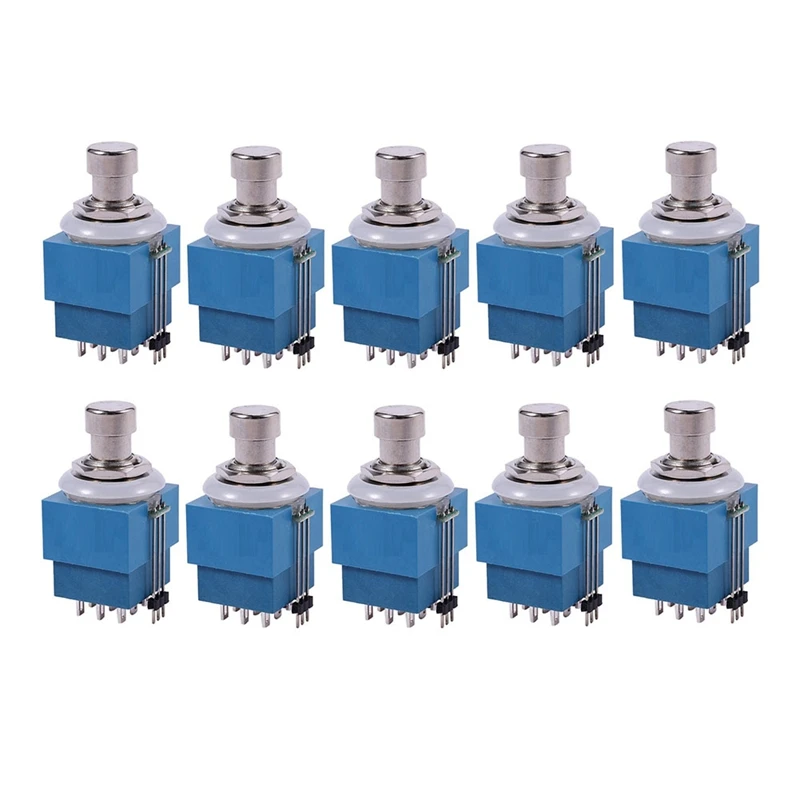 

10PCS Foot Switches 4A 125VAC/30VDC 2A 250V Push Button Switch Latching 9 Pin 3PDT ON-On Blue LED With Solder Terminal