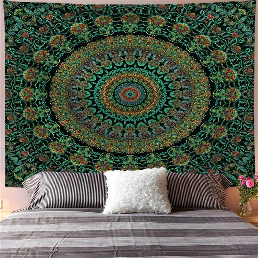 VIKAMA Mandala Wall Hanging Tapestry Bohemian Wall Hanging Psychedelic Hippie Bohemian Tapestry Bedroom Decoration