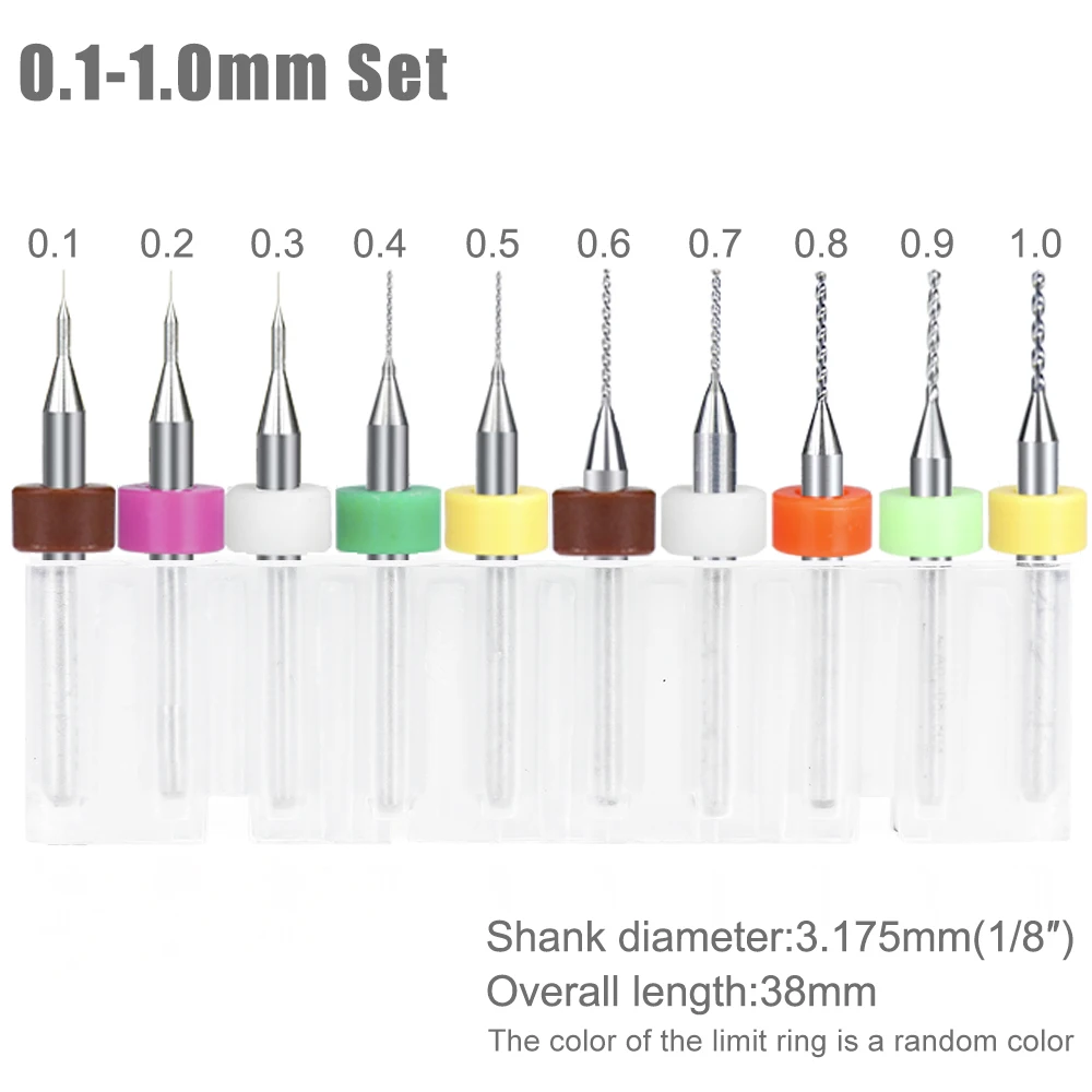 Mini Pcb Boor 10Pcs 0.1-1.2Mm Carbide Pistool Boor 1/8 ''Schacht Voor Pcb Gedrukt printplaat Boren Cutter