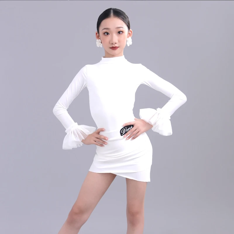 

Children's Latin Dance Clothes For Girls High Neck Long Sleeves Danvcing Set Samba Dance Performance Costume Tango Wear XH1945