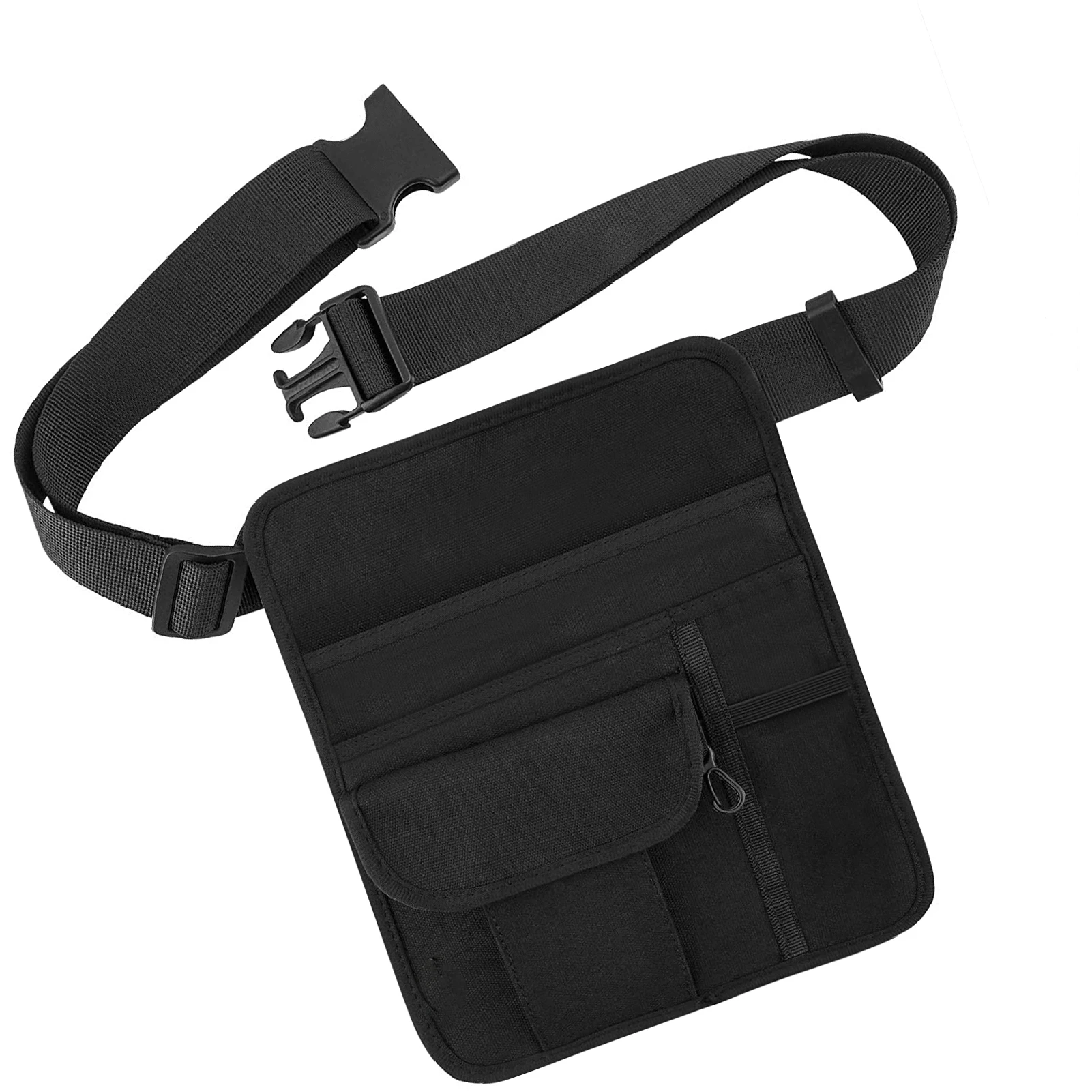 

Black 5-pocket Apron Bag Waiter Waitress Restaurant Apron Pocket Organizer With Adjustable Waist Strap Belt For Pencil Holder