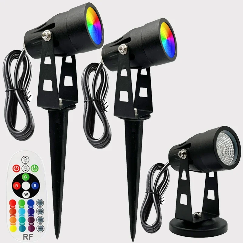 

Nice LED Lawn Lamp RGB Warm White Landscape Lighting 6W Waterproof Garden Pathway Yard Tree Outdoor Spotlight With Remote Contro