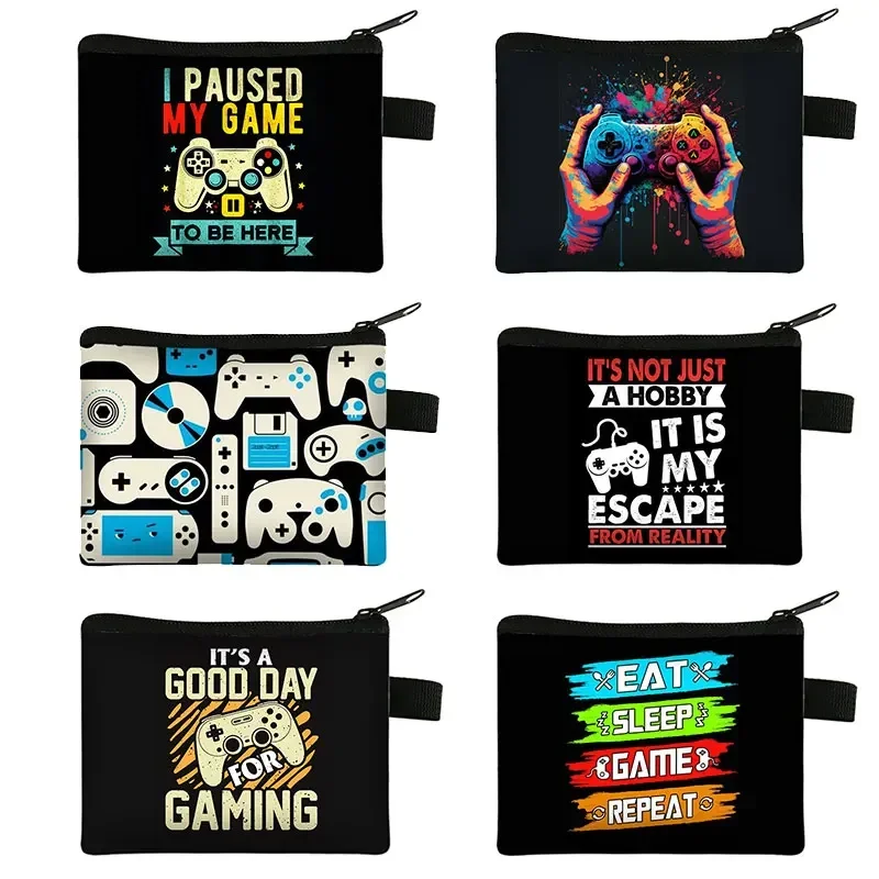 Porte-monnaie pour joueurs, portefeuille imprimé sur le thème des jeux vidéo, porte-cartes d'identité amusant, petit sac à monnaie, cadeau pour les joueurs