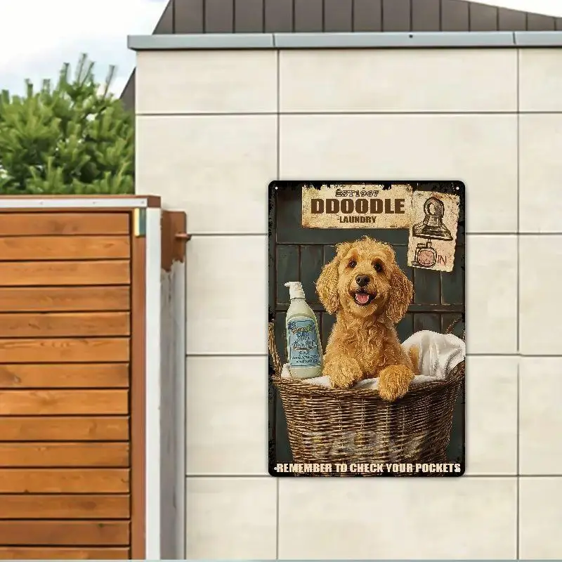 Vintage Poodle Laundry Aluminum Wall Art 12x8 Waterproof Durable Metal Sign for Home Office Decor
