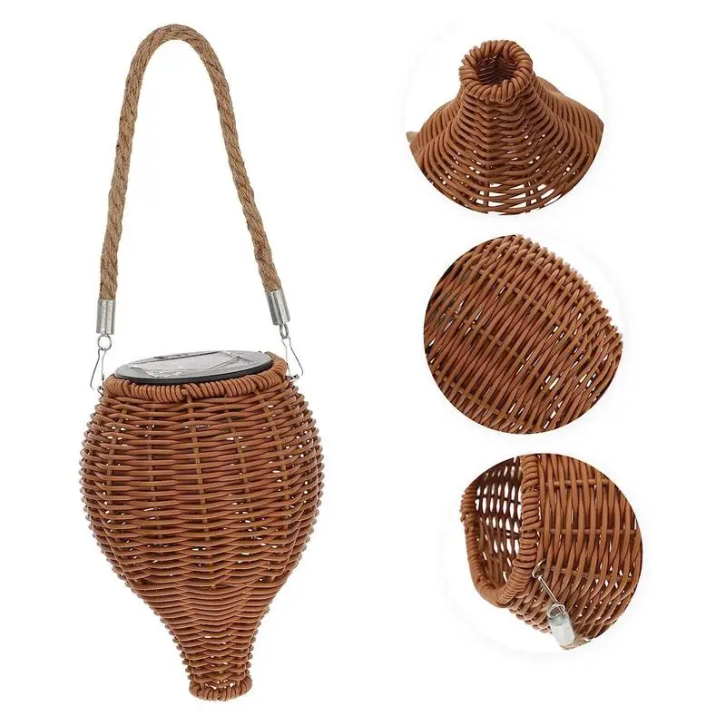 Solar Rattan Lampe Tragbare Rasen Projektion Rattan Gewebte Lampe Handgemachte Camping Landschaft Multifunktionale Rost-beständig Tisch