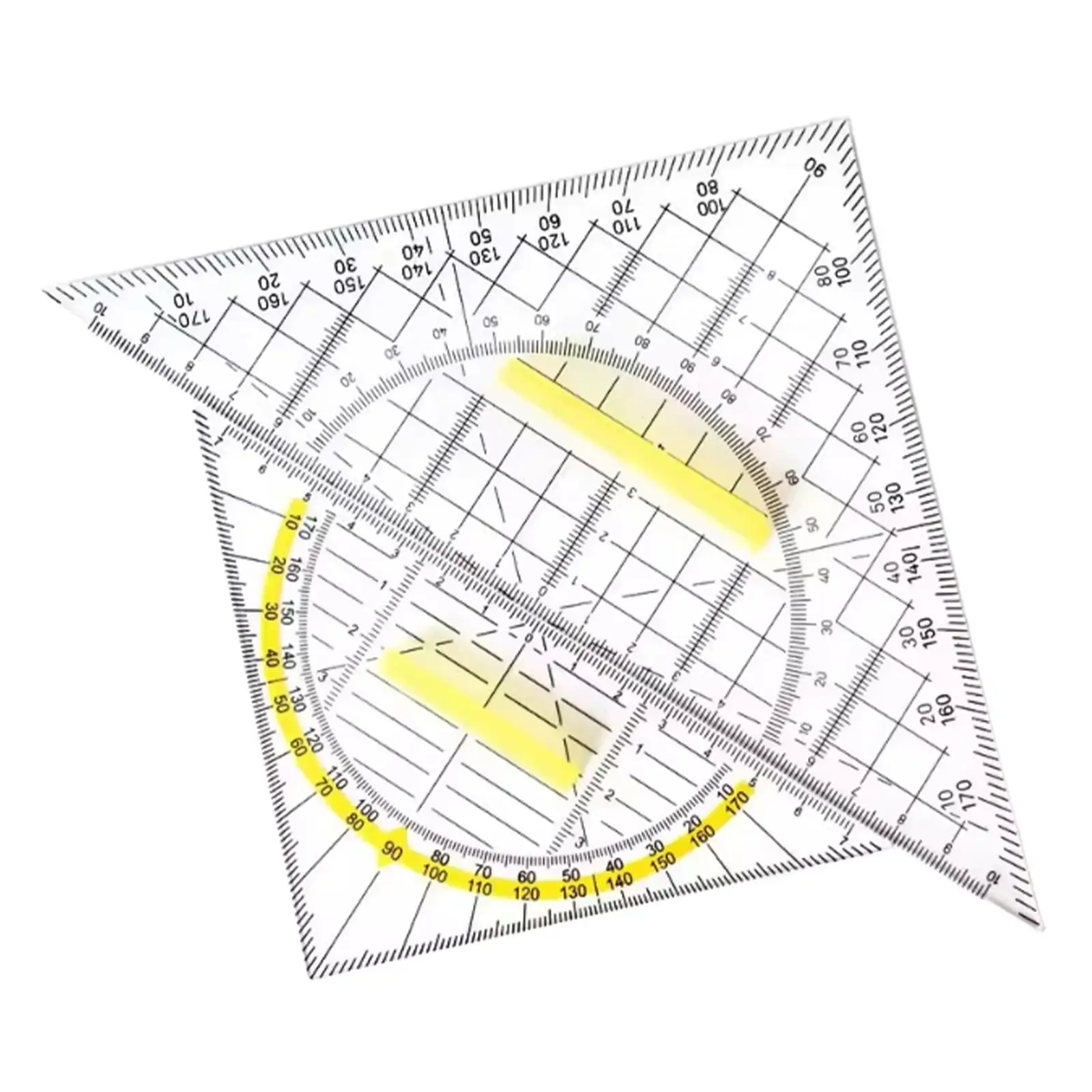 2Pcs Set Square Clear Stationery Measuring Tool with Detachable Handle Triangle Ruler for School Office University