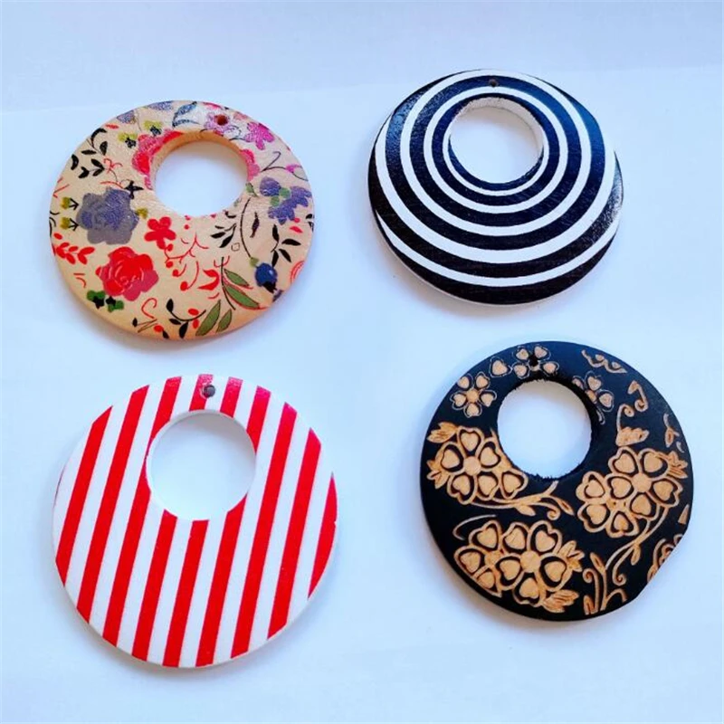 10Pcs/Lot New Creative Hollow Round Print Charm Connectors Diy Earrings Pendant Jewelry Making Acessories Material