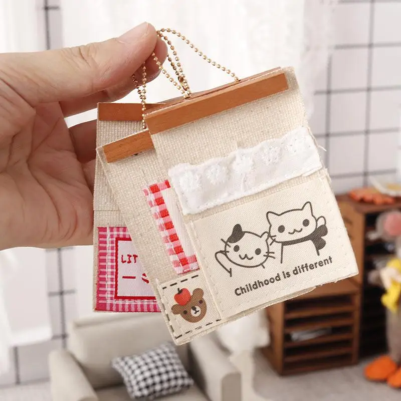 1/12 Dollhouse Cute Mini Wall Storage Bag Hanging Pockets Dollhouse Home Scene Decoration Accessories Micro Scene Photo Pros