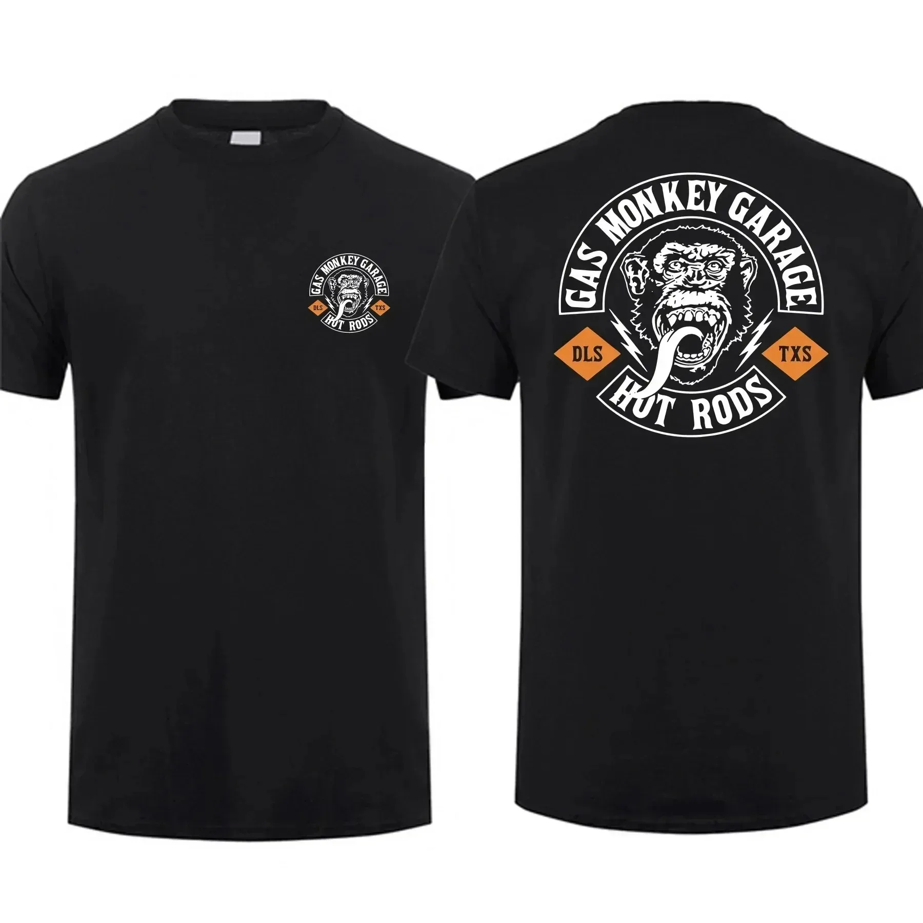 2026 Men T Shirt Casual Oversized Monkeys Garage Hot Rods Circle Logo Double-sided T-shirt Male T-shirts