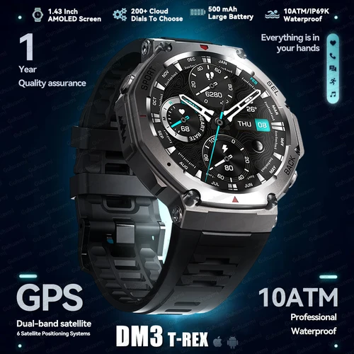 軍事 GPS スマートウォッチ 1.43 