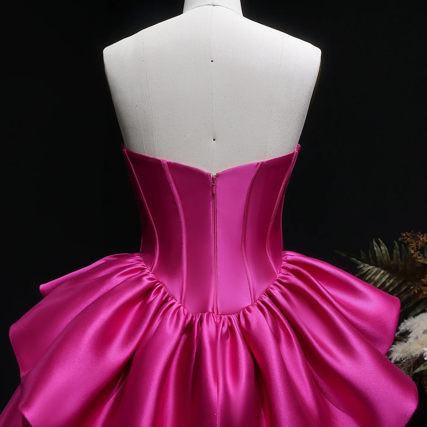 Sharon Said Fuchsia Sweetheart Homecoming Dress Corset Satin Tiered Ruffle Dubai Mini Cocktail Prom Party Gowns RM142 Customized – Detail 9