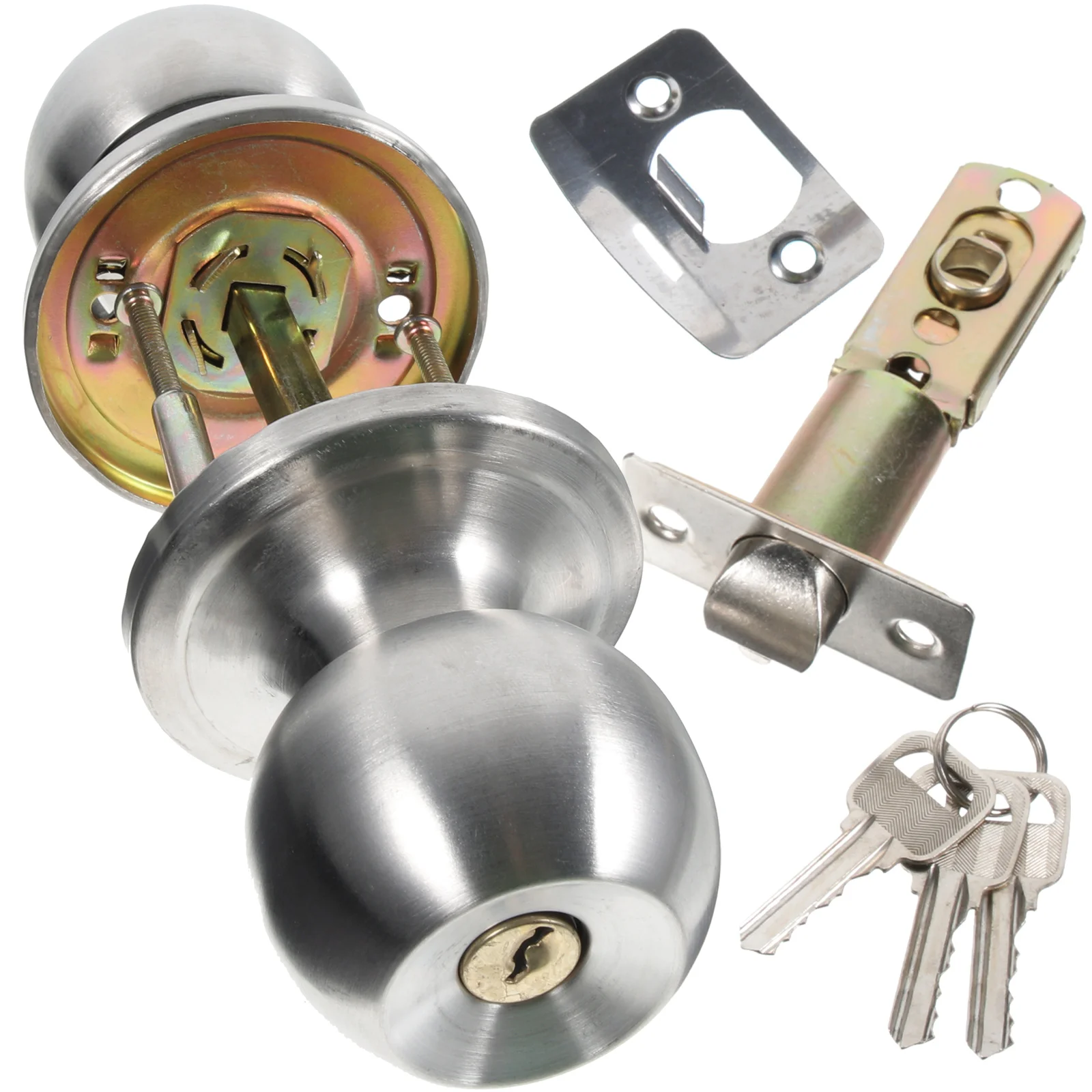 

2pcs Lock Door Knob Bedroom Doors Locks Stainless Steel Thickened Cylinder Spring Bolt Door Handle Hardware