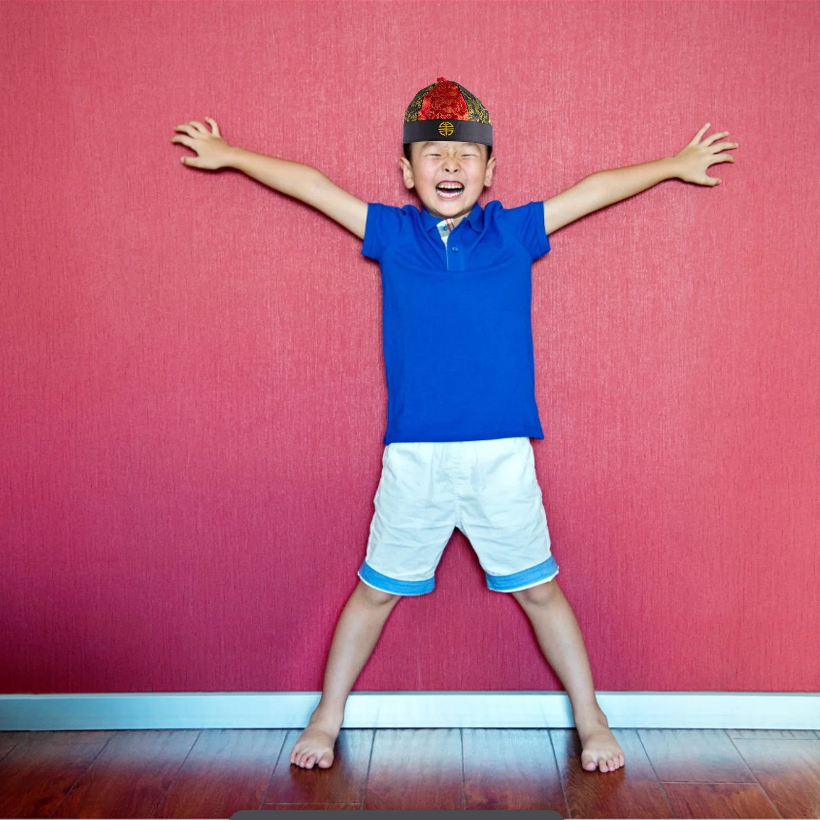 4 pezzi Cappello da principe della dinastia Qing Cappello da costume vintage per spettacoli in maschera Cappelli decorativi con copricapo reale in broccato con