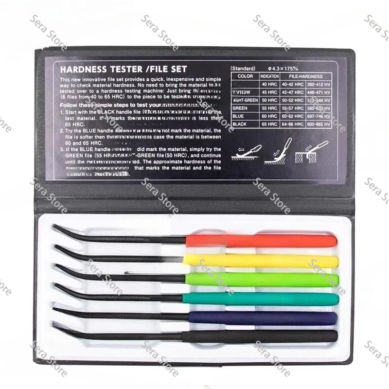 Handheld Hardness Tester Checker File 6PCS/Set Hardness Tester File HRC40-65