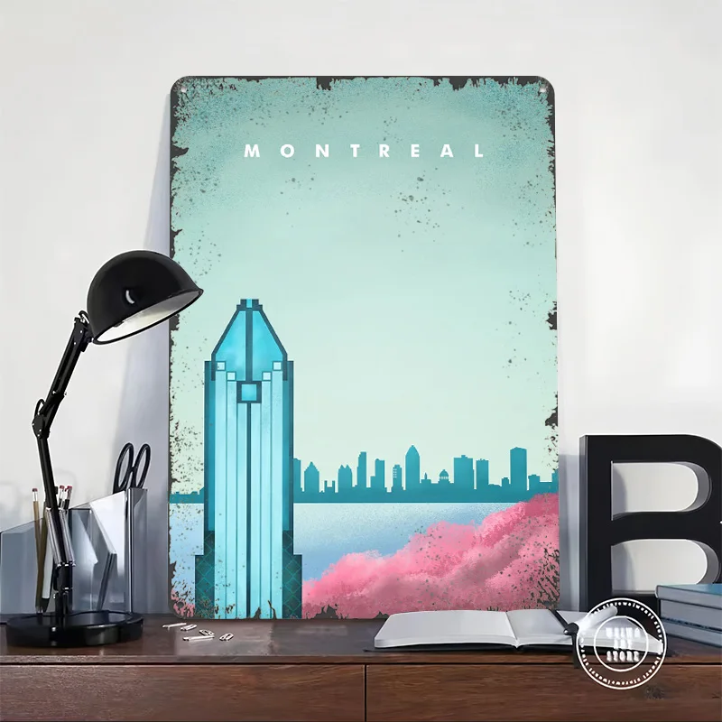 Montreal Travel 3D Texture Metal Poster Customized Wall Art Tin Sign Gift for Mancave Setup Decorations Room Decoration Man Cave