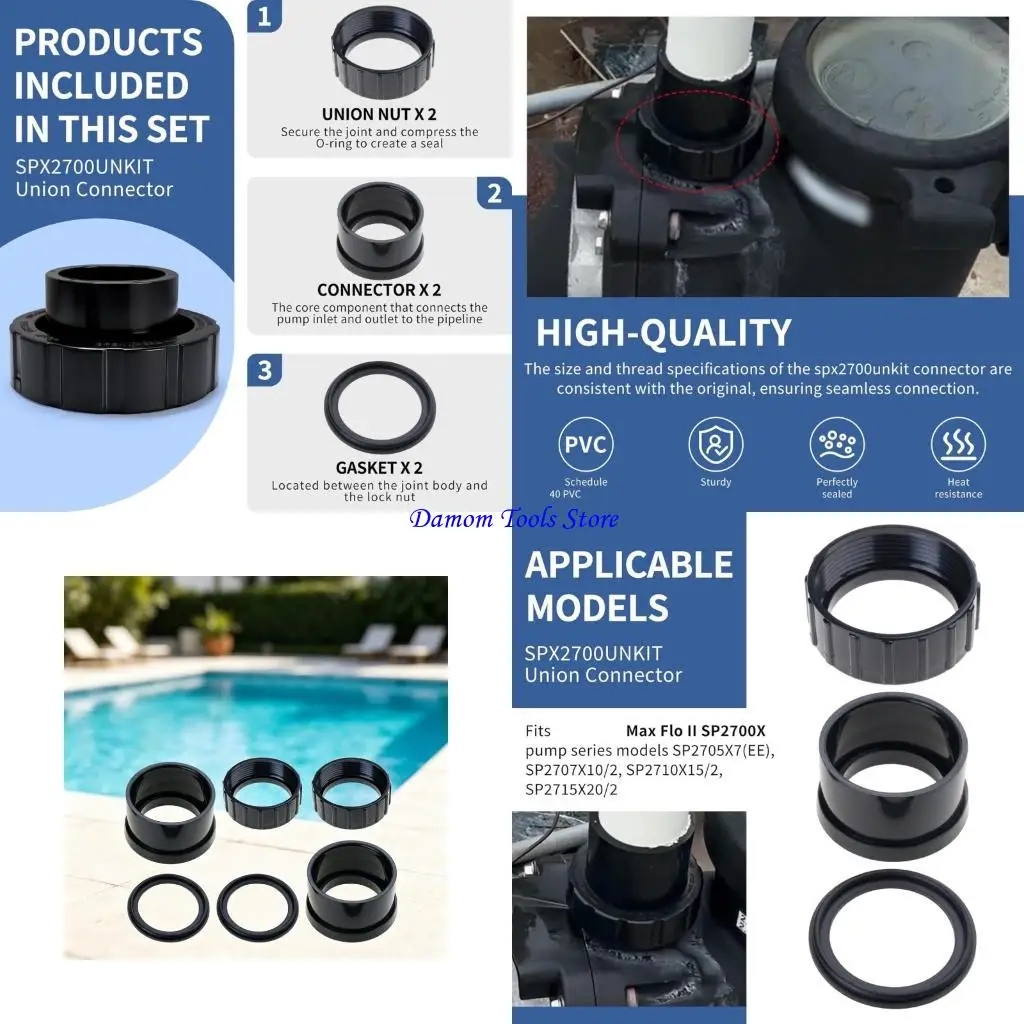 

57BE 2Pcs Swimming Pool Pump Union Upgrades for Restoring Optimal Water Pressure