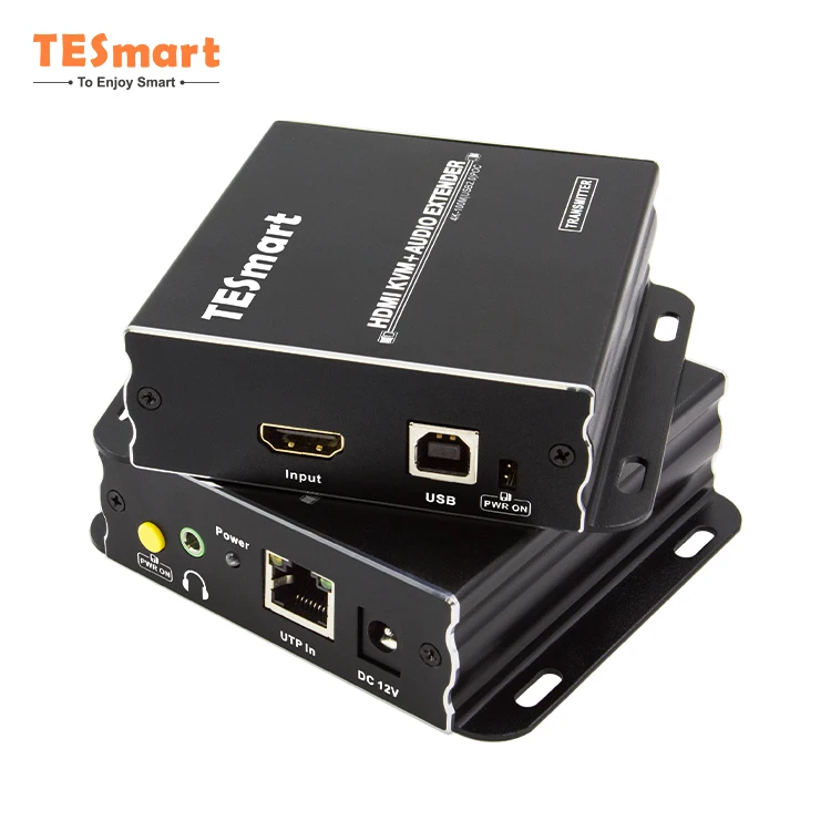 

TESmart 100M HDMI KVM+Audio UHD Extender Transmitter To Receiver long distance Support EDID pass through hdmi usb kvm extender