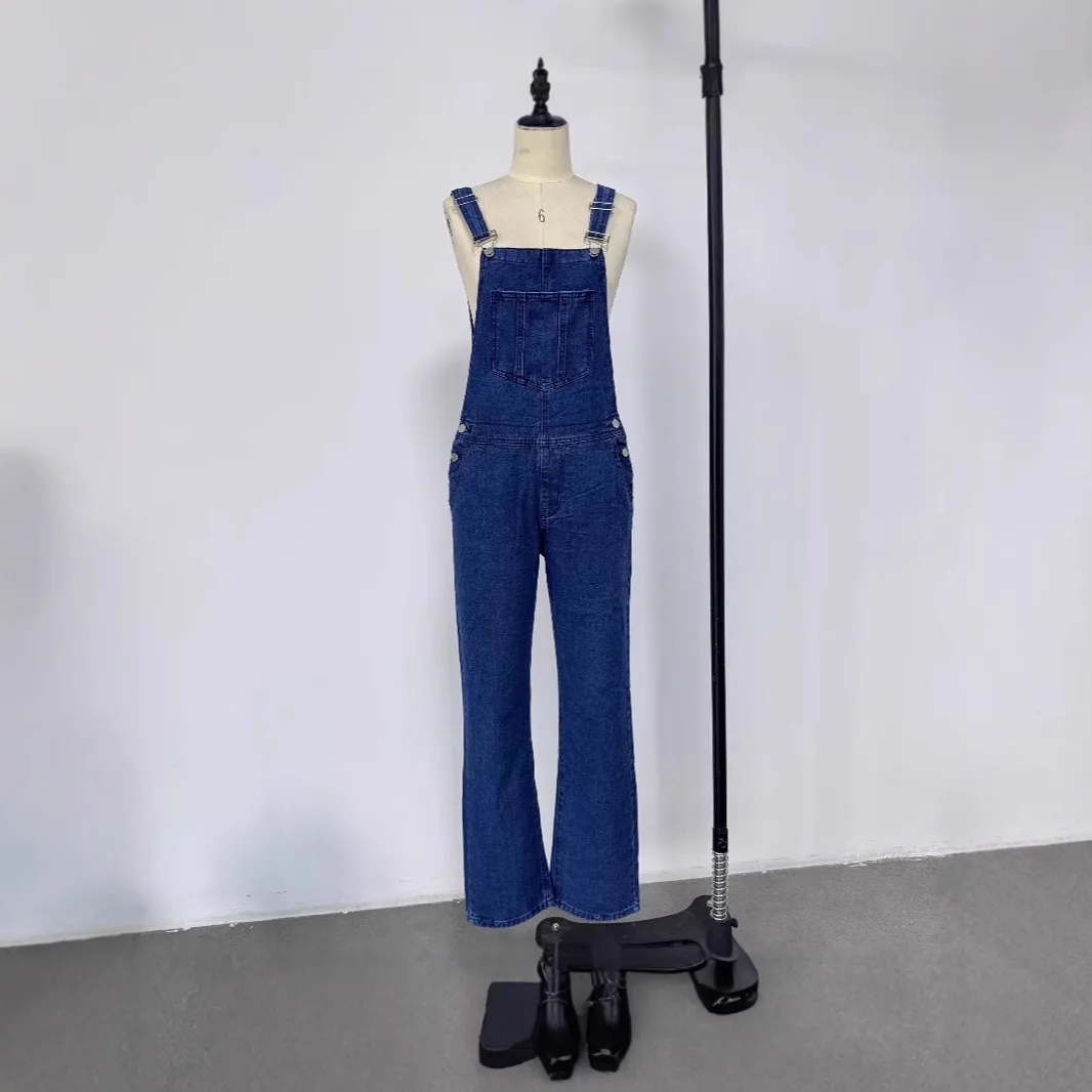 

Fashion Denim Overalls for Women Loose Fit Classic Bib Casual Jean Stretchy Denim Overall Jumpsuit Tapered Leg Jean Pants