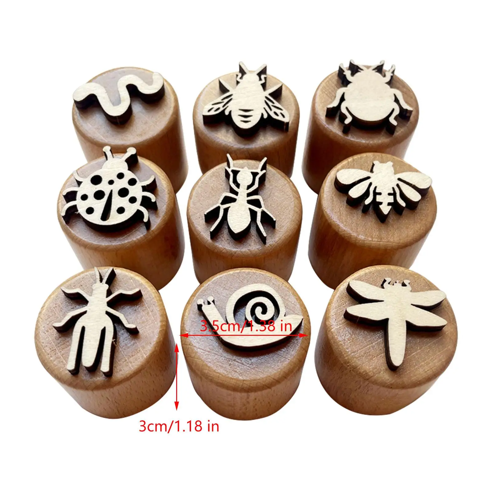 9x Wooden Stamps, Animal Stamps DIY Craft Stamps Pottery Tools Education Toys for Art Project, Christmas Gift