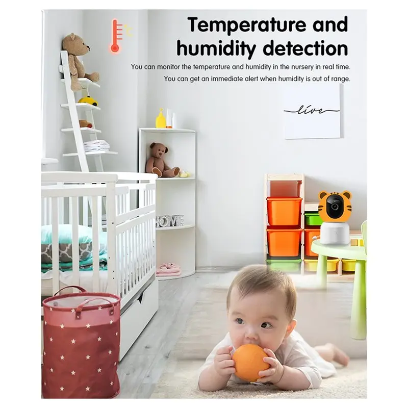 ABSY Cry Detection Baby Monitor 4.5-Inch 1080P WIFI Camera Supports APP And Two-Way Voice Intercom For Newborn Item EU Plug