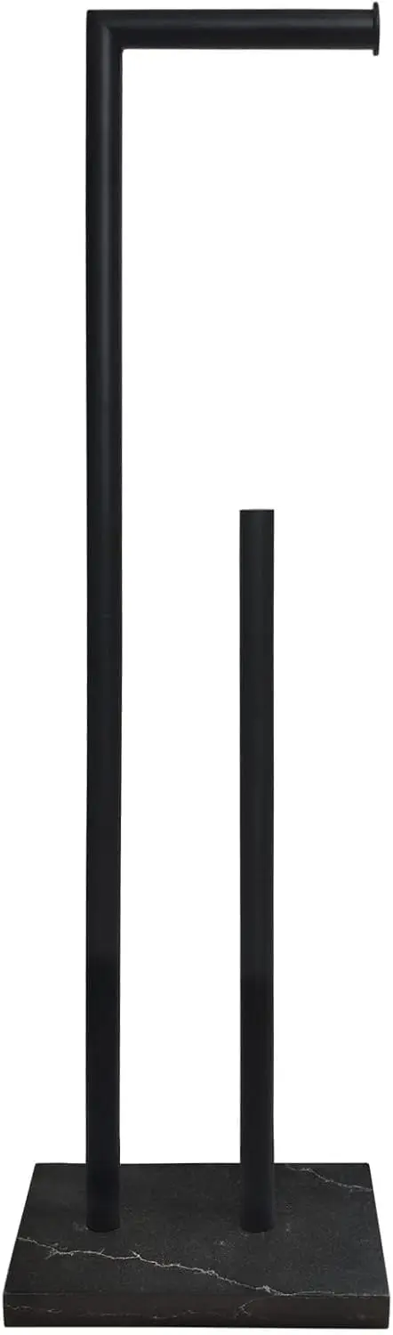 

Heavy Weighted Marble Base Toilet Paper Holder Stand with Reserve Rod, SUS304 Stainless Steel, Black