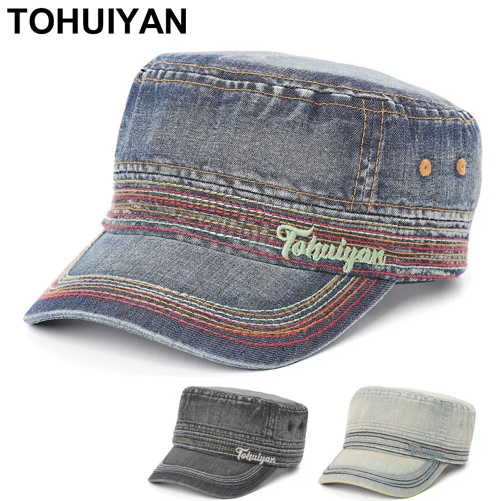 TOHUIYAN Unisex Military Hat Casual Cotton Army Cap Spring Summer Bone Gorras Cadet Hats Fashion Men Women Visors Being Headwear
