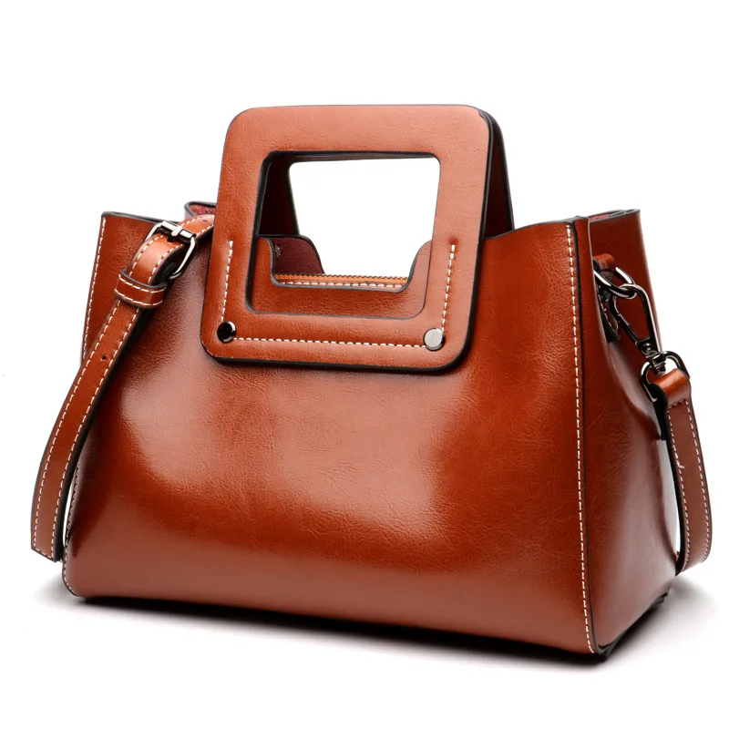 

Handbag Shoulder Bag Women's Crossbody Tote Y2k New Genuine Leather Head Layer Cowhide Versatile Underarm Large Capacity Retro