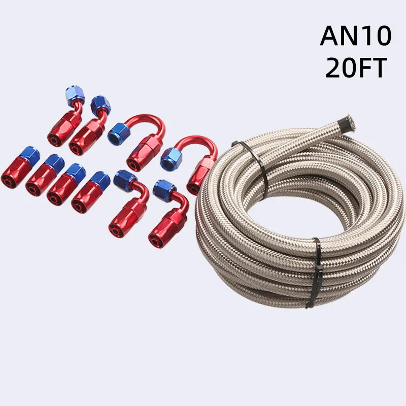 

10an -10an Stainless Steel Ptfe Fuel Line 20Ft 10 Fittings Hose Kit Silver