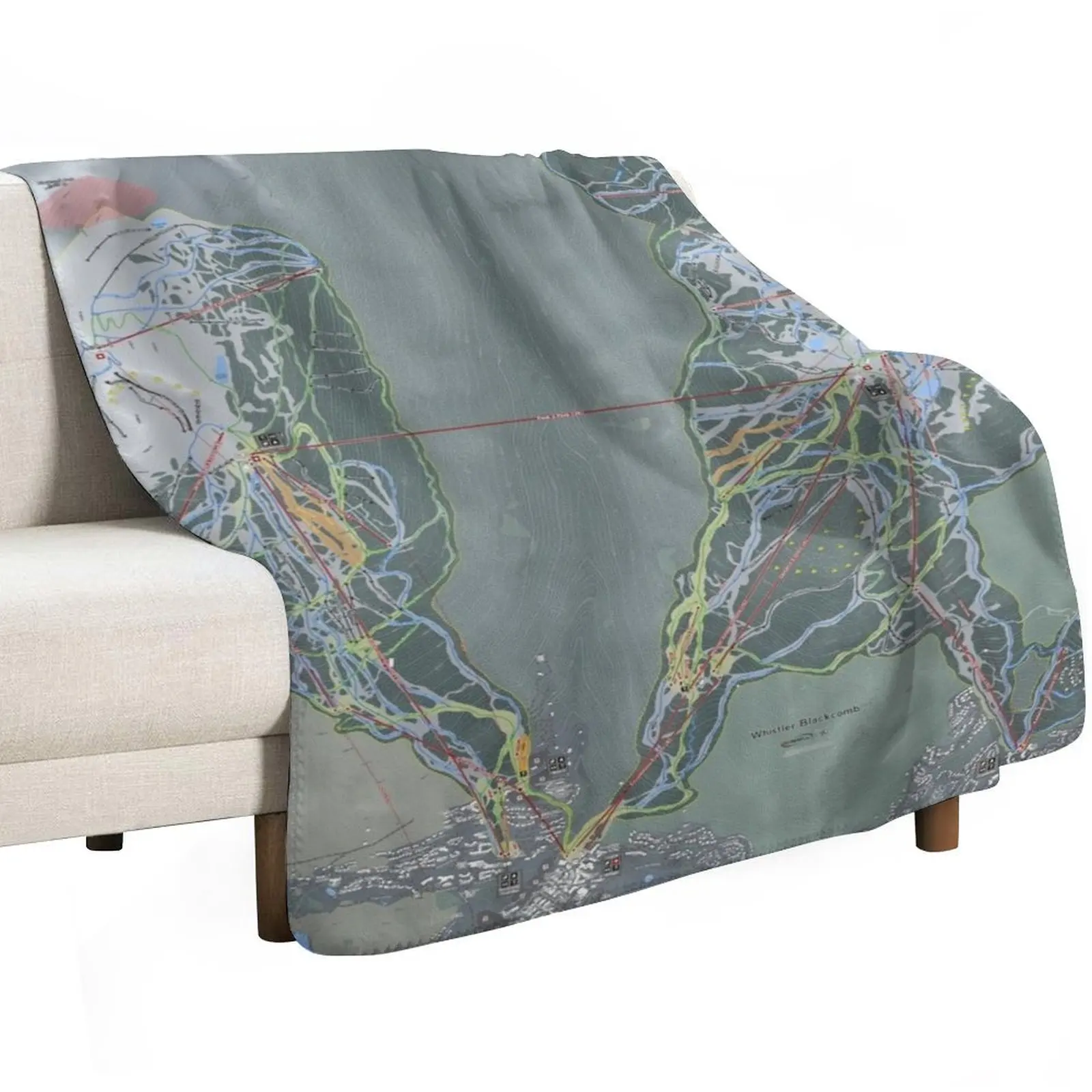 Whistler Blackcomb Resort Trail Map Throw Blanket Blankets For Baby Soft Beds Decorative Sofas Plaid Blankets