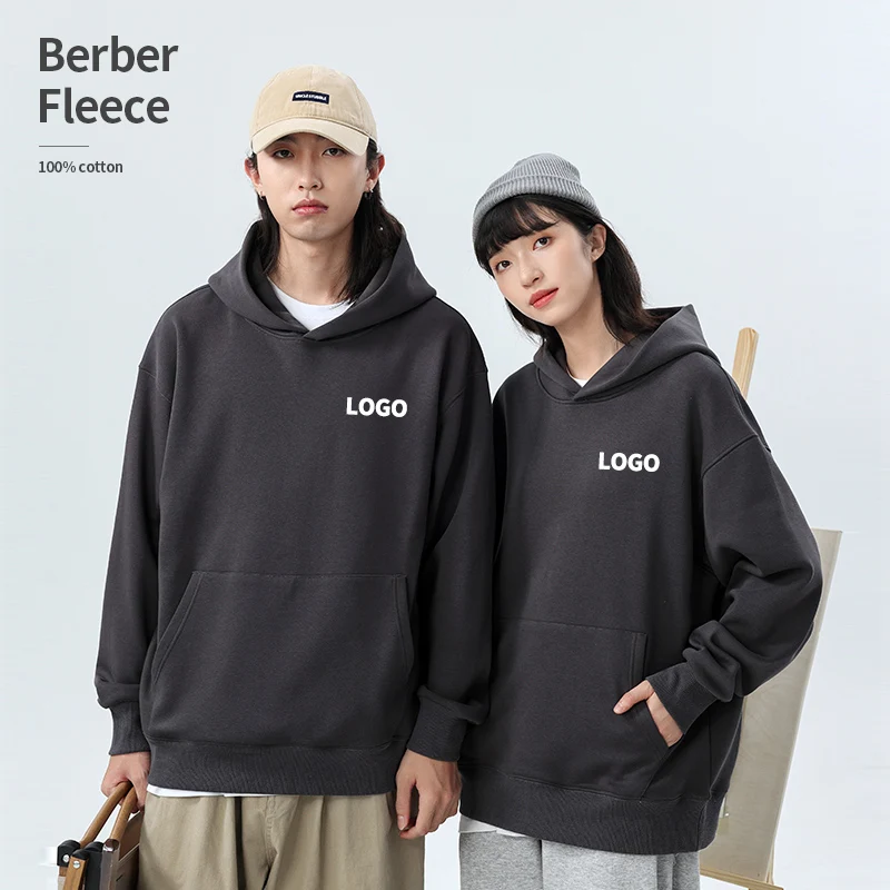 2024 500 Gsm Heavy Oversized Hoodie Custom  Tech Fleece No String Hoodies Unisex Print Brand Logo YourName