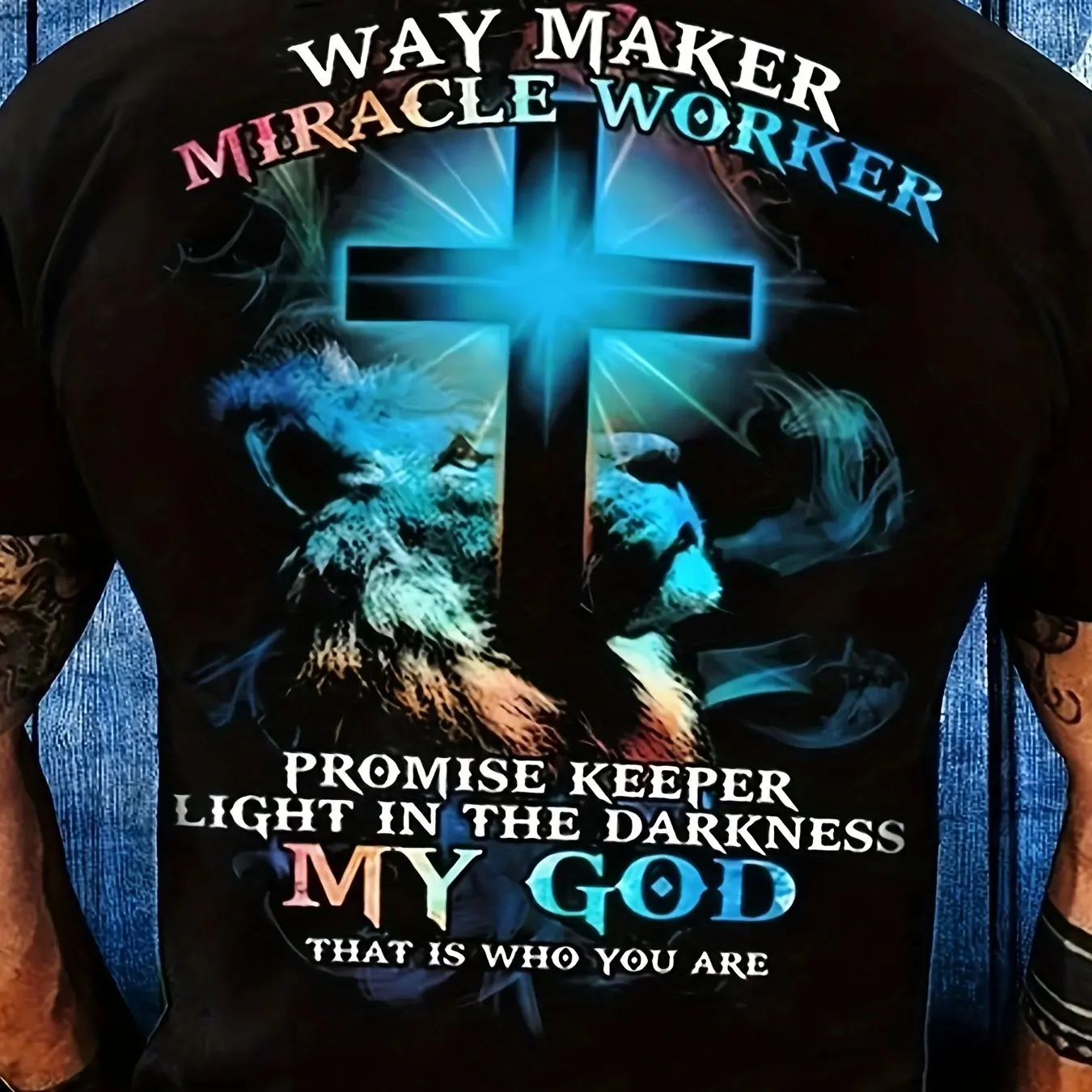 

Мужская модная футболка Way Maker Miracle Worker с 3D цифровой графикой, слегка эластичная и дышащая футболка в стиле ретро